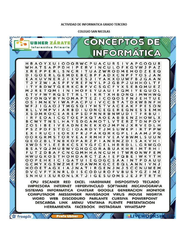 Actividad de Informatica Grado Tercero | PDF