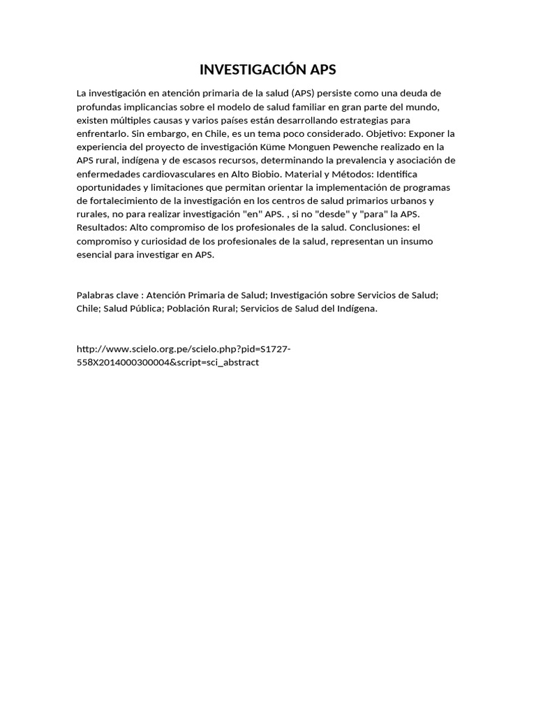 Investigación en APS Rural en Chile | PDF