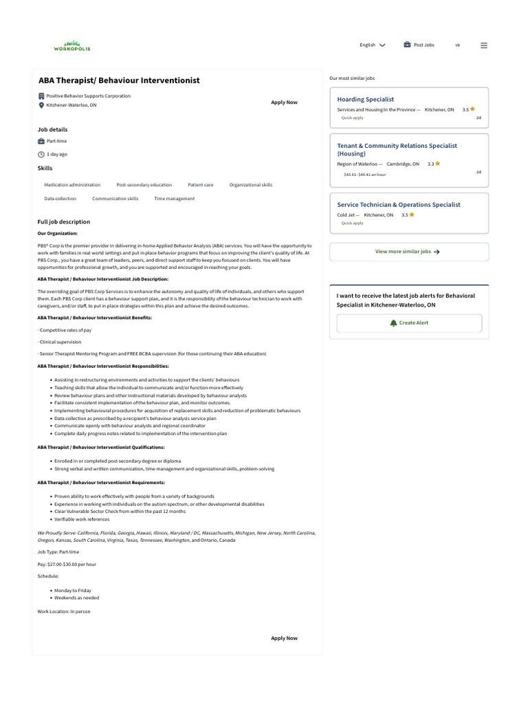 ABA Therapist - Behaviour Interventionist | PDF | Behavior | Psychology