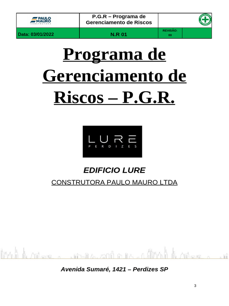Programa de Gerenciamento de Riscos P.G.R. | PDF | Engenharia Civil ...
