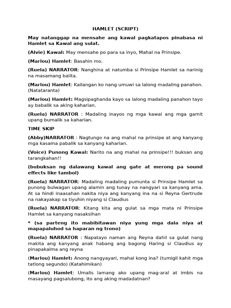 Final Script Hamlet | PDF