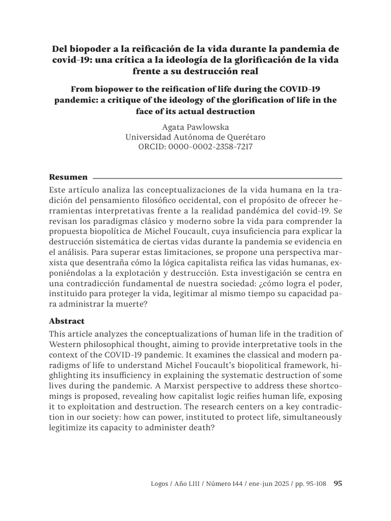 Crítica al biopoder y la vida en pandemia | PDF | Michel Foucault ...