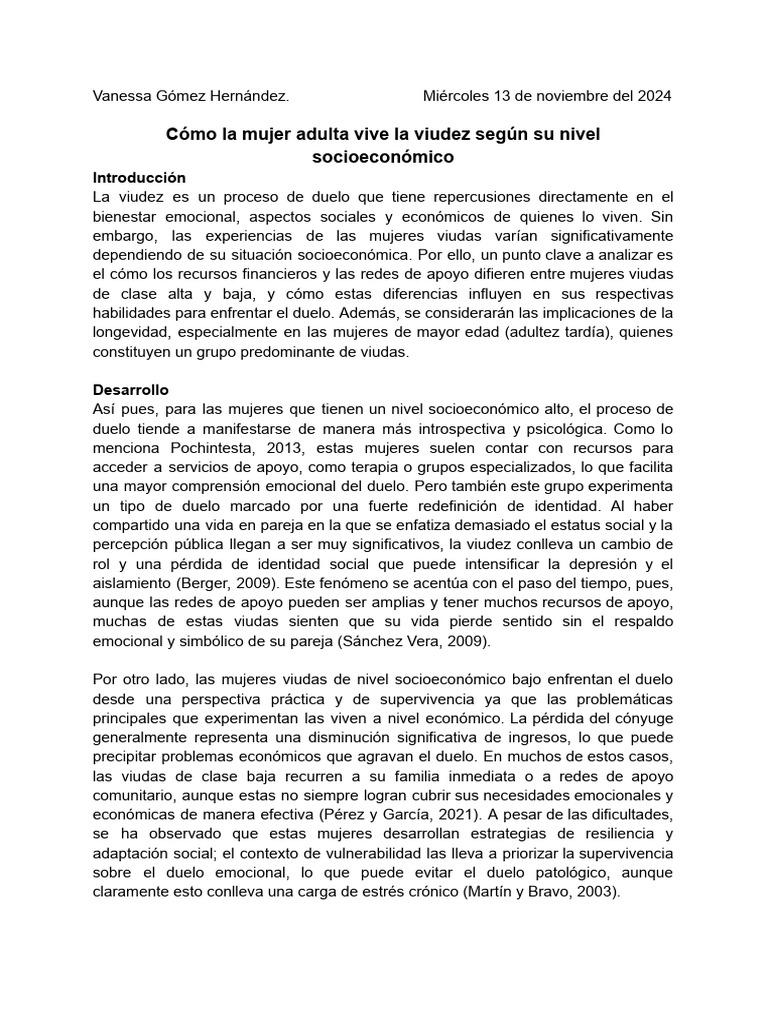 Viudez en mujeres: impacto socioeconómico | PDF | Dolor | Viuda