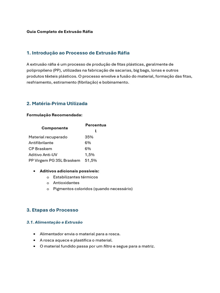 Guia de Processo de Extrusão Ráfia | PDF | Extrusão