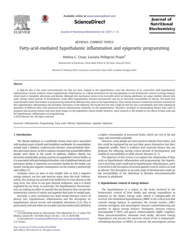 1 s2.0 S0955286316304624 Main | PDF | Leptin | Adipose Tissue