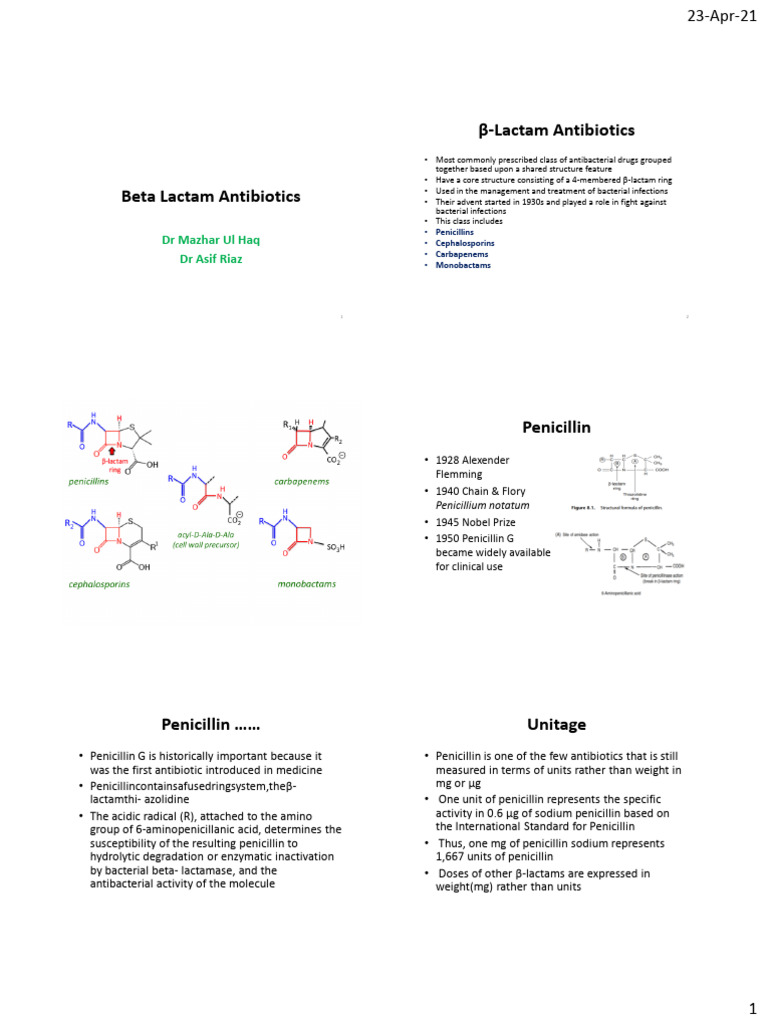 Overview of Penicillin and Its Uses | PDF | Penicillin | Beta Lactamase