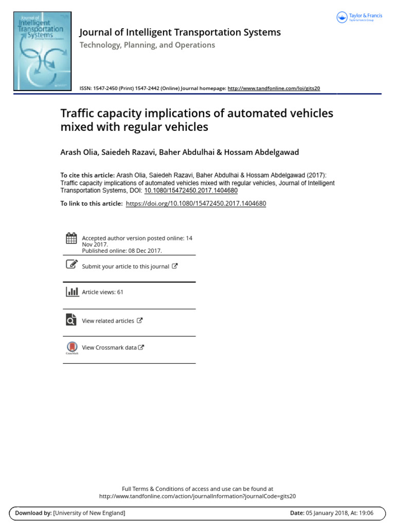 Traffic Capacity of Automated Vehicles | PDF | Traffic | Automation