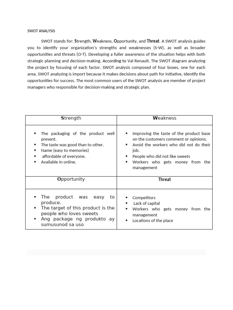SWOT Analysis for Strategic Planning | PDF