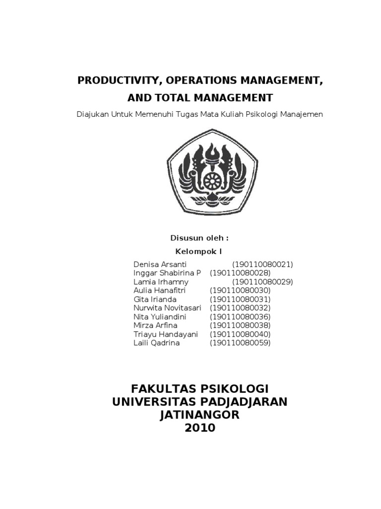 Productivity, Operations Management, and Total Management | PDF