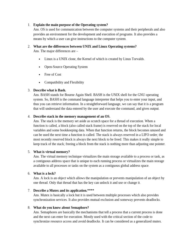 OS Viva Questions and Answers Guide | PDF | Process (Computing ...