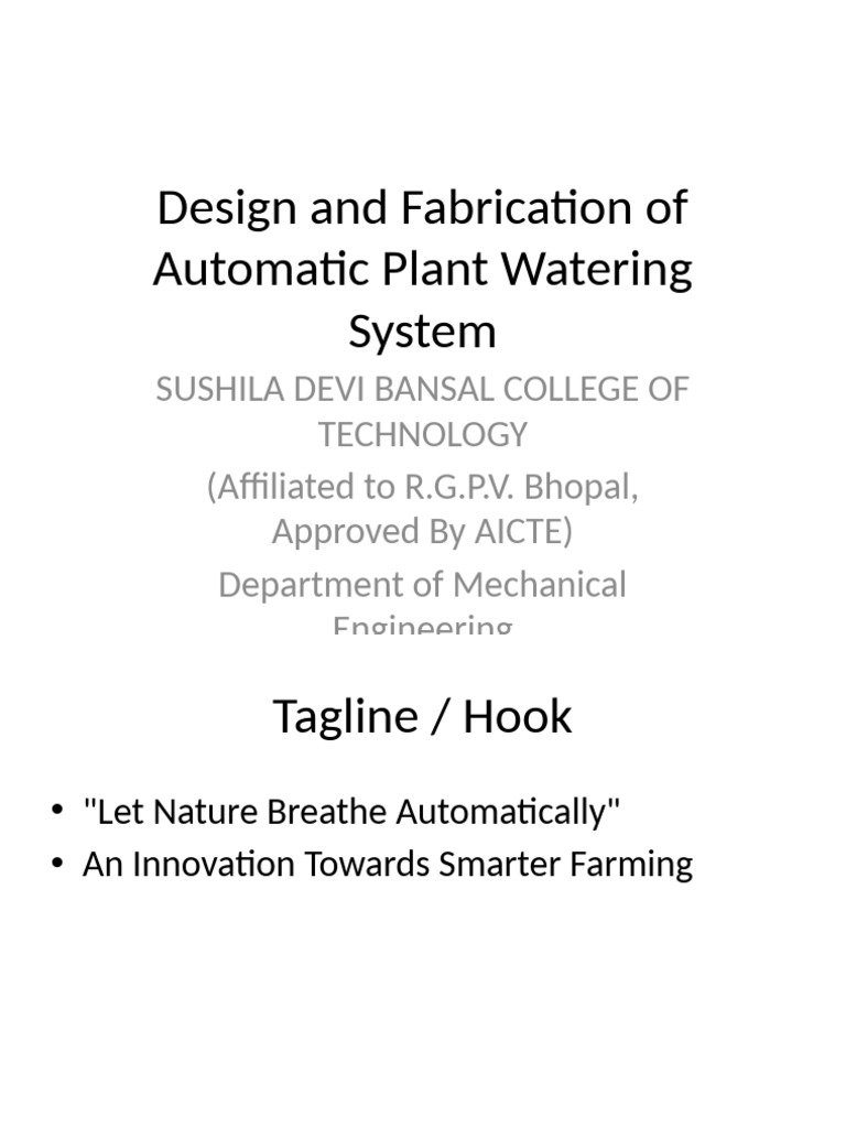 Automatic Plant Watering System Design | PDF | Irrigation | Agriculture