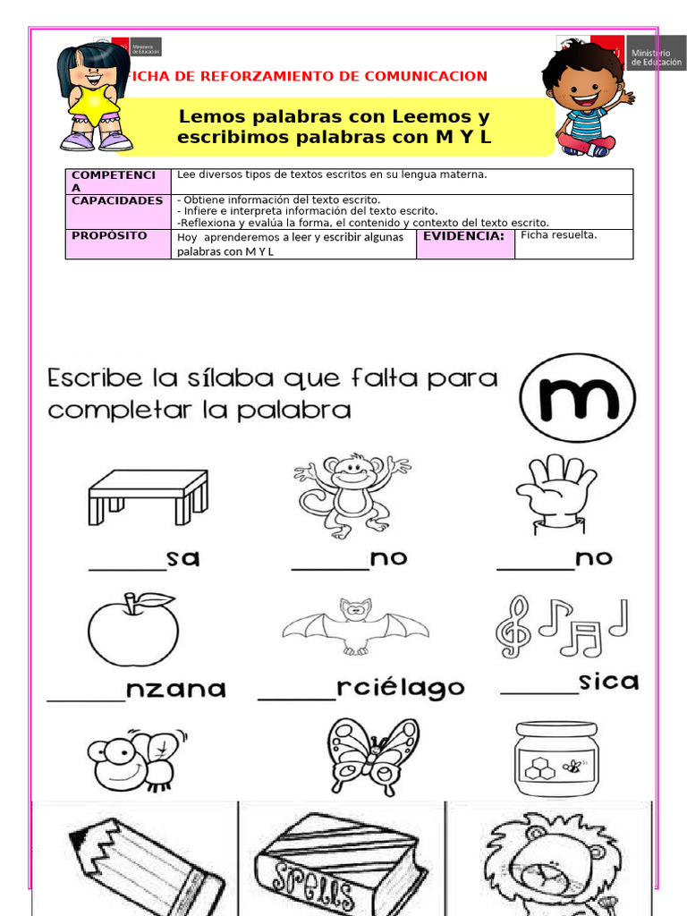 Ref Com Leemos Palabras Con M y L | PDF