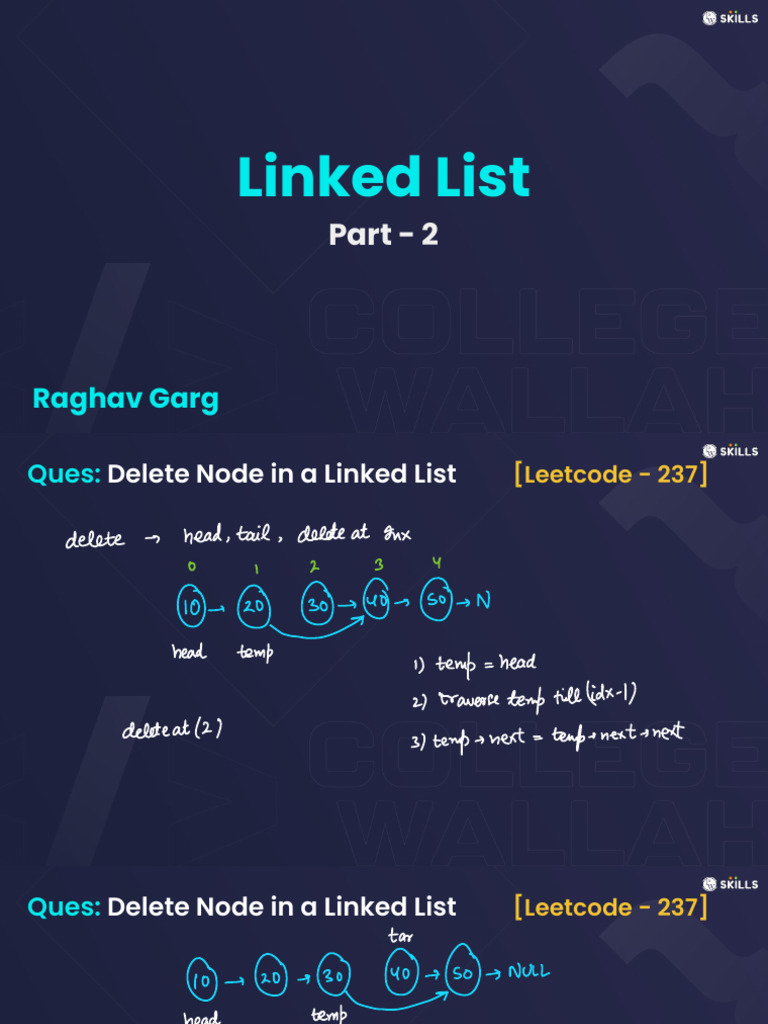Deleting Middle Node in Linked List | PDF | Computer Data | Information ...