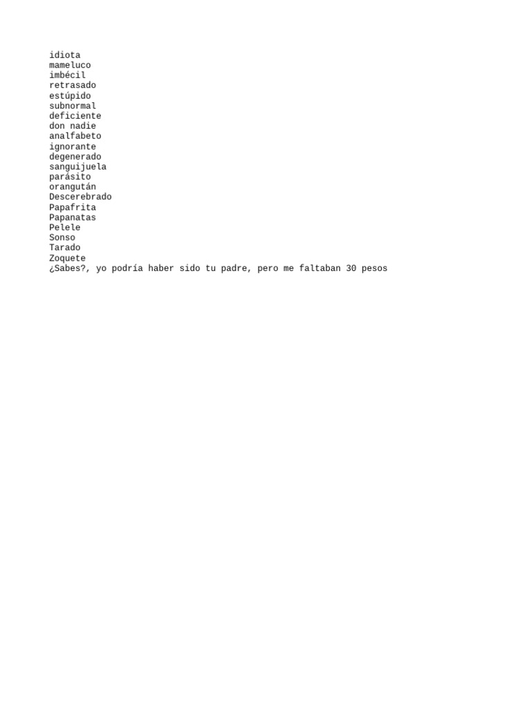 Insultos y groserías en español | PDF