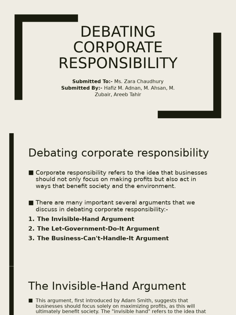 Debating Corporate Responsibility Arguments | PDF | Corporate Social ...