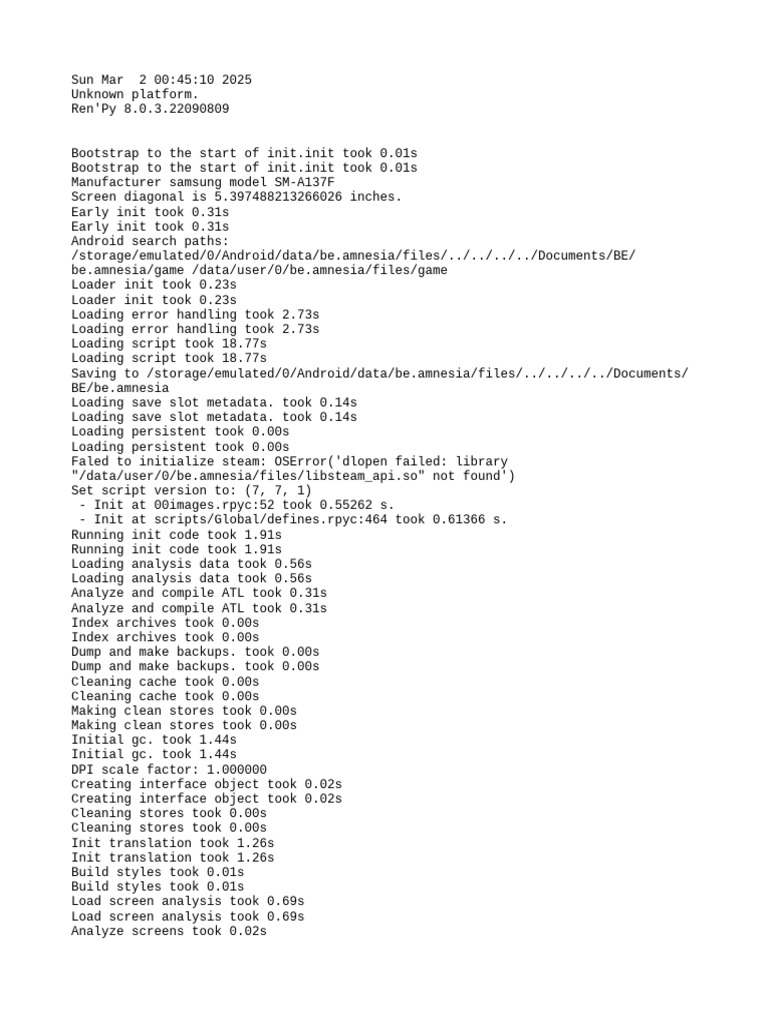 Ren'Py 8.0.3 Initialization Log | PDF | Booting | Computer Programming