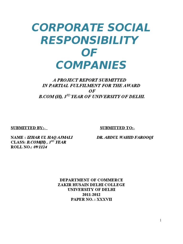 Corporate Social Responsibility Overview | PDF | Business Ethics ...