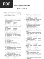 Download SOAL MID SEMESTER IPA KELAS 7  by sigit wibowo SN84824141 doc pdf