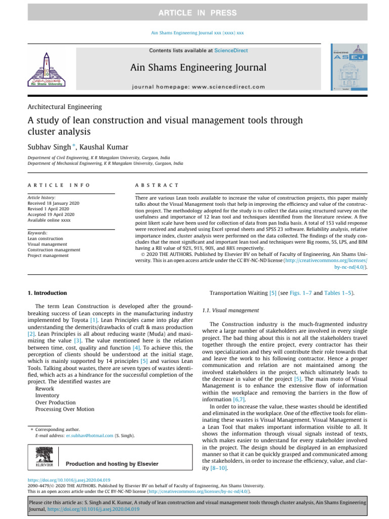 A Study of Lean Construction and Visual Management | PDF | Lean ...