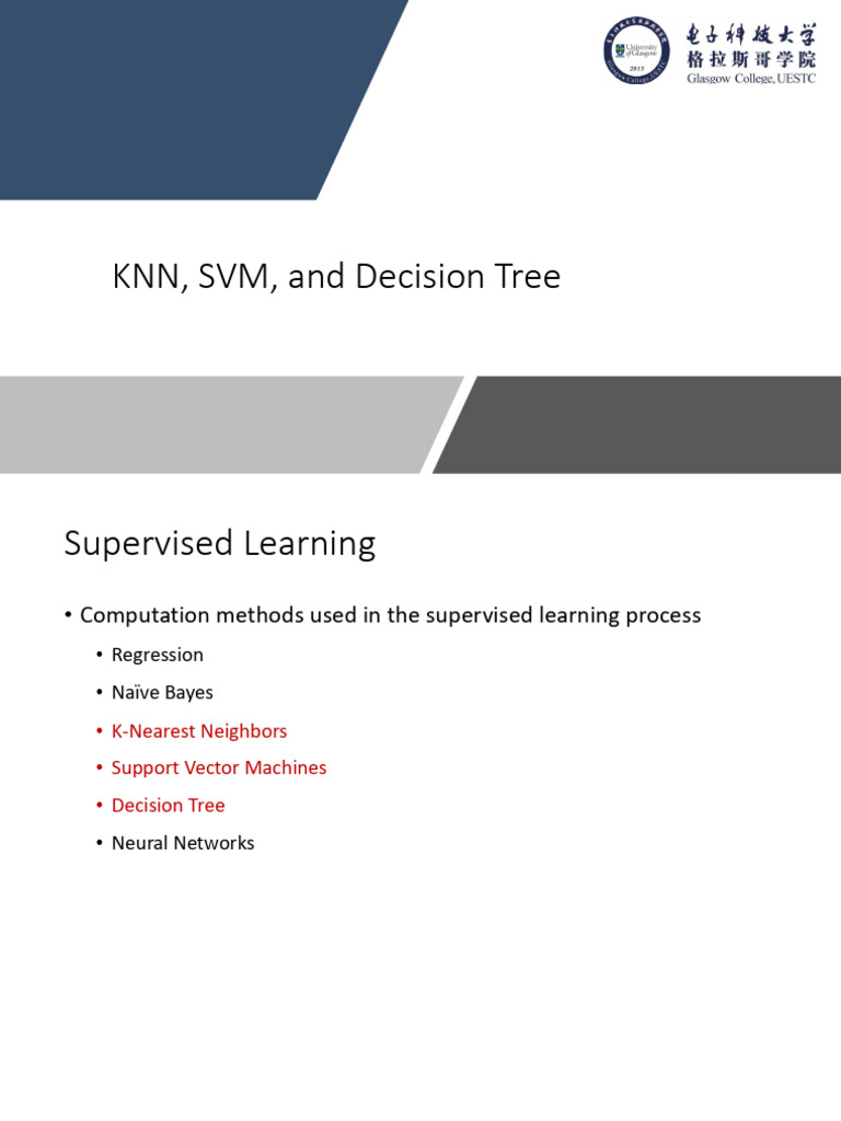 KNN, SVM, and Decision Tree Overview | PDF | Support Vector Machine ...