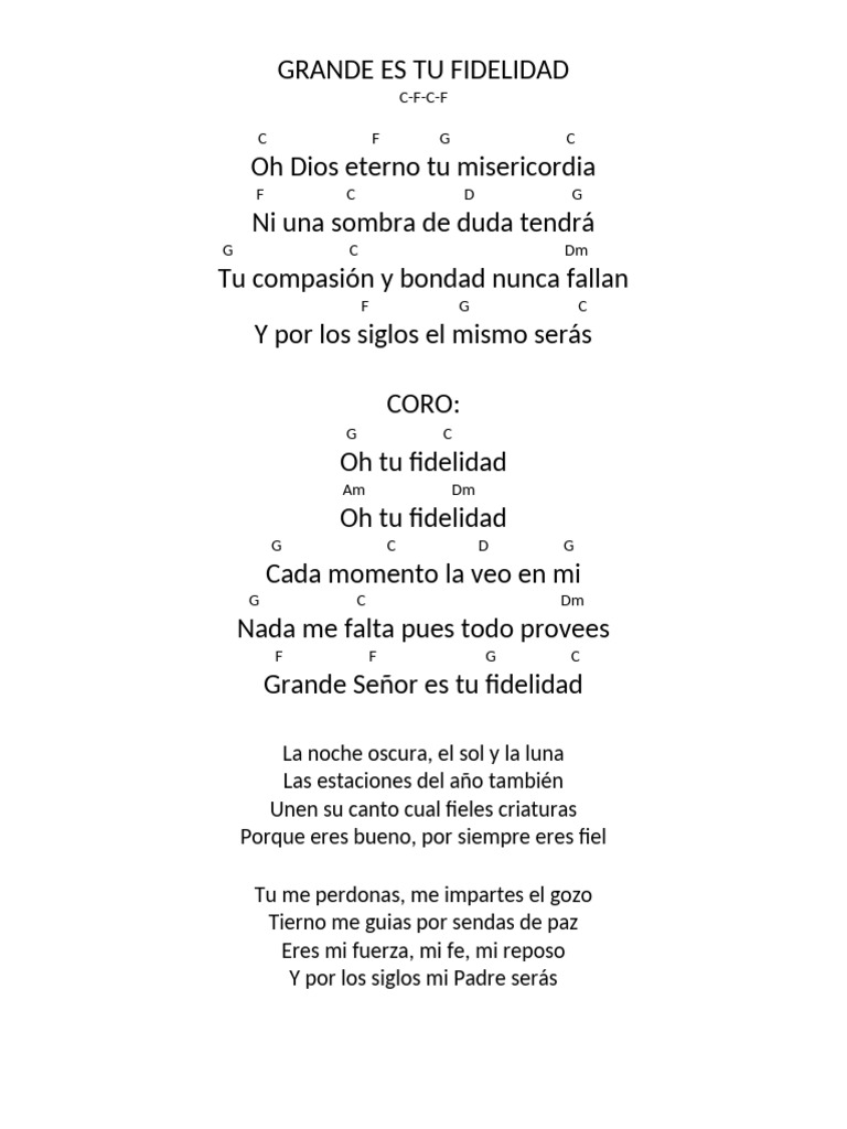 Grande es tu fidelidad: letra y acordes | PDF