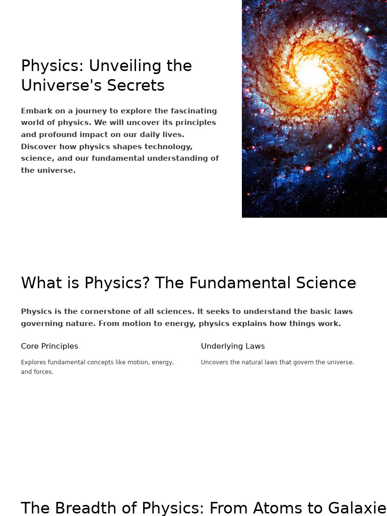 3.physics Unveiling The Universes Secrets | PDF | Physics | Universe