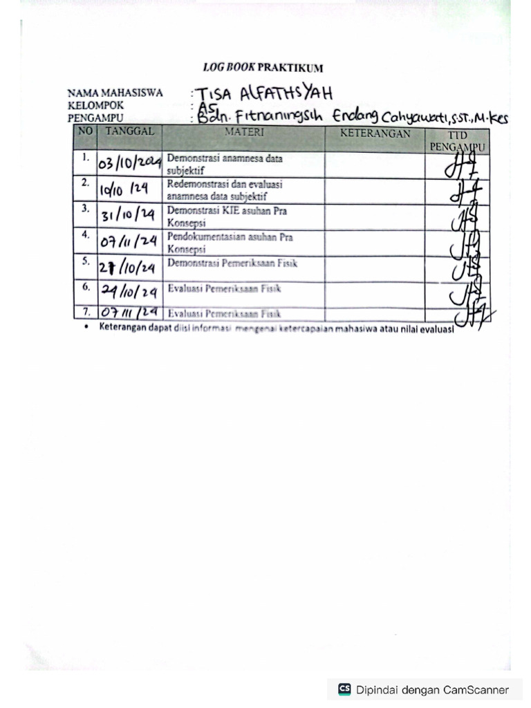 Logbook Tisa | PDF