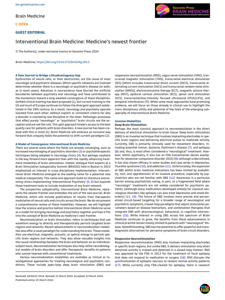 Deep Brain Stimulation vs ECT Overview | PDF | Deep Brain Stimulation ...