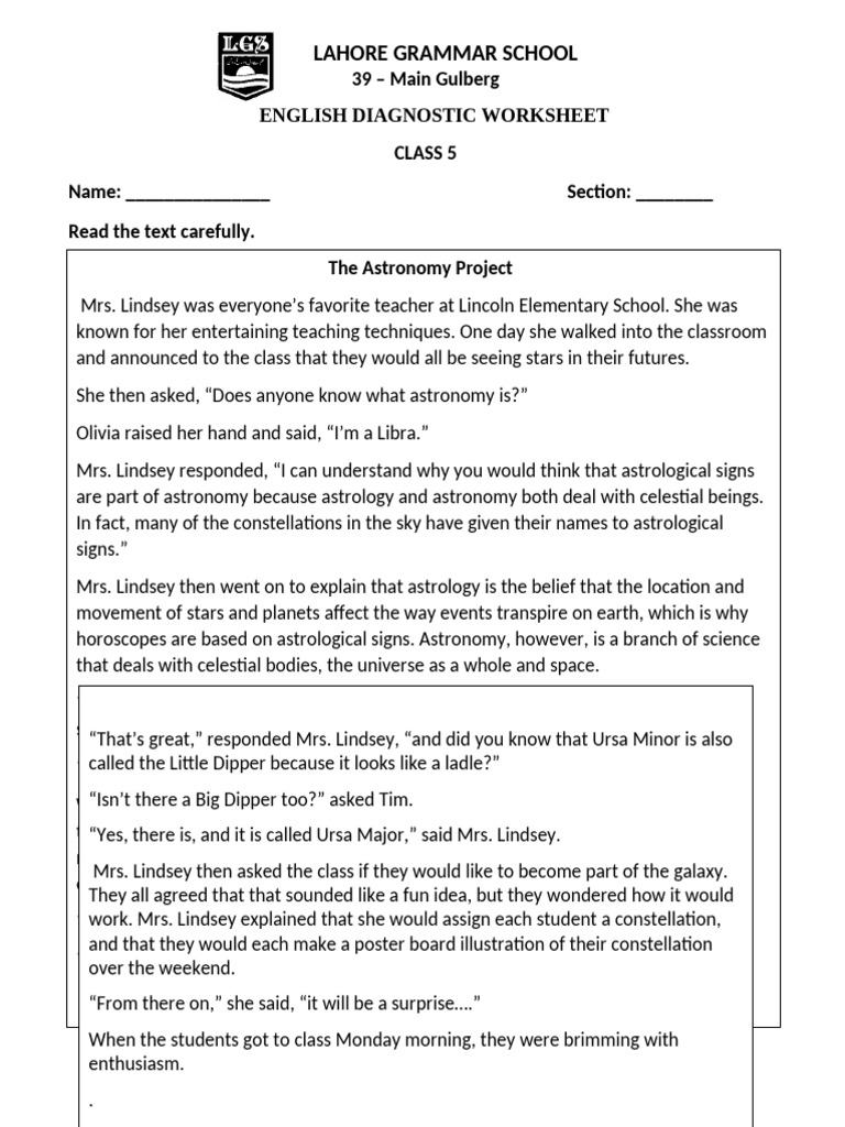 English Diagnostic Test | PDF | Part Of Speech | Linguistics