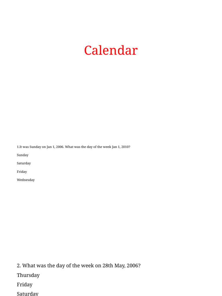 Calendar | PDF