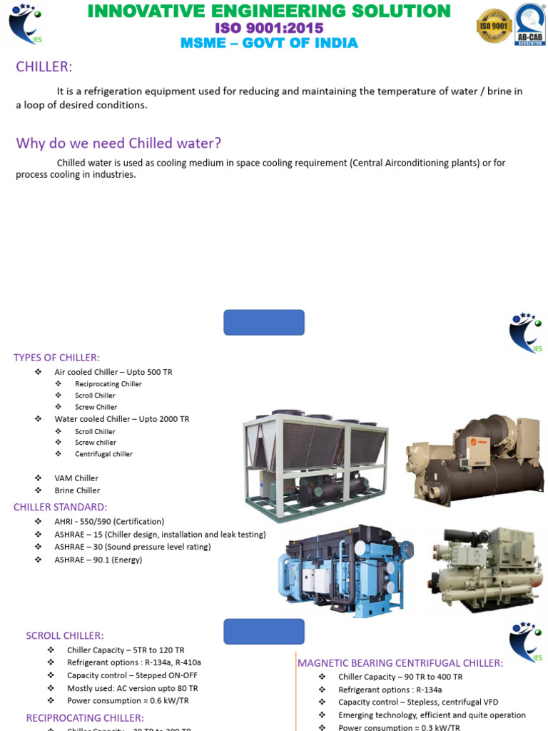 Chiller Types and Efficiency Overview | PDF | Mechanical Engineering ...
