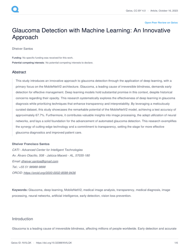 Glaucoma Detection Using G1020 Dataset | PDF | Deep Learning | Machine ...