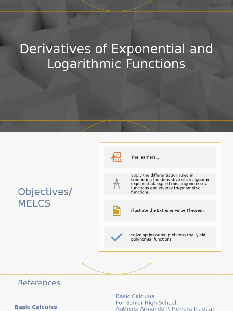 Derivatives of Exponential and Logarithmic Functions | PDF