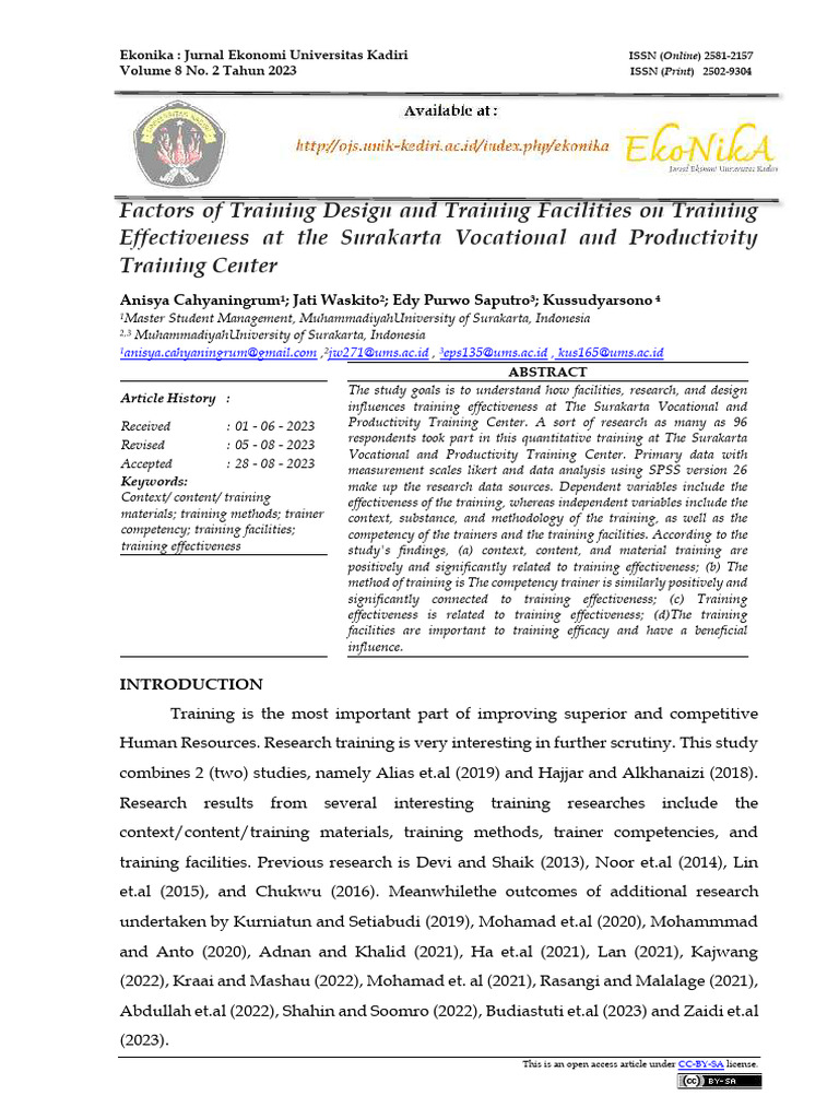 Training Design Impact on Effectiveness | PDF | Multicollinearity ...