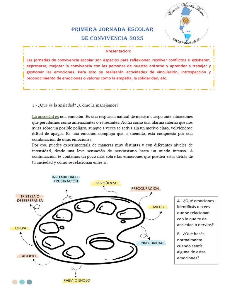 Primera jornada de convivencia 2025 | PDF | Las emociones | Ansiedad