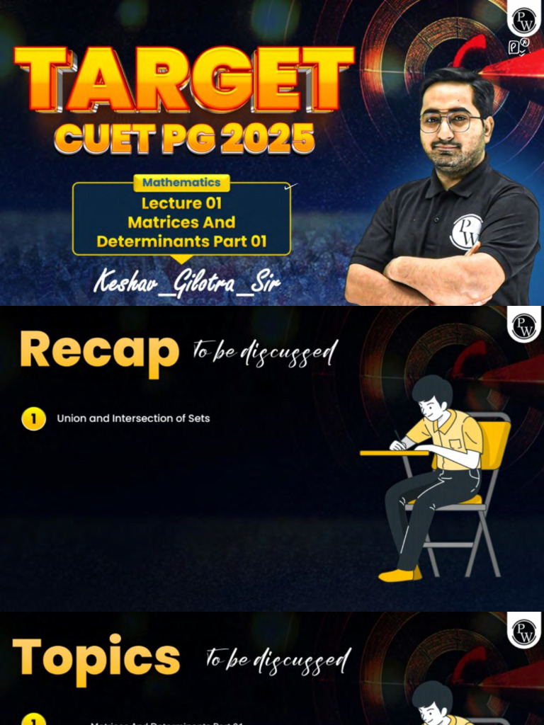 Matrices and Determinants 01 - Class Notes - Target CUET PG 2025 ...
