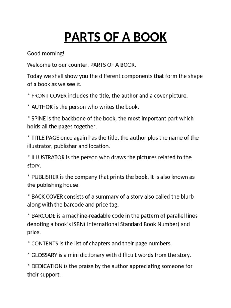 Components of a Book Explained | PDF