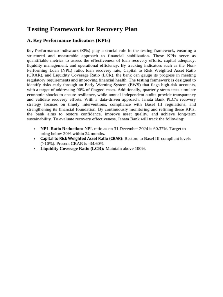 KPI-Driven Recovery Plan Testing Framework | PDF