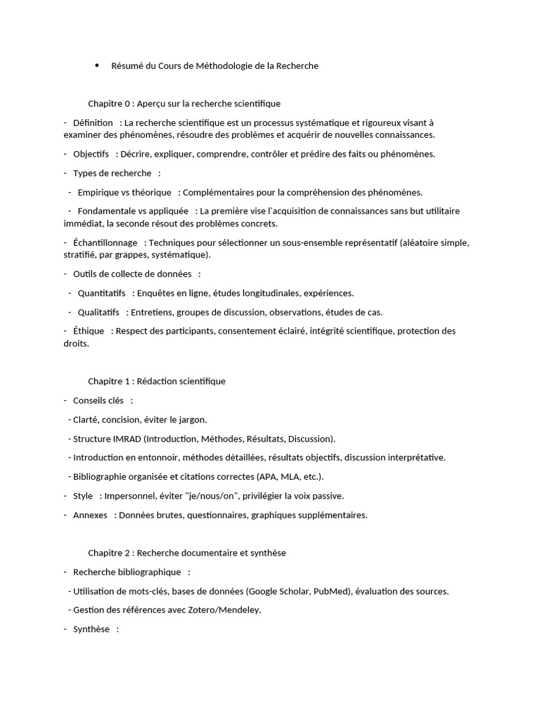 Méthodologie de la Recherche Scientifique | PDF | Recherche d ...