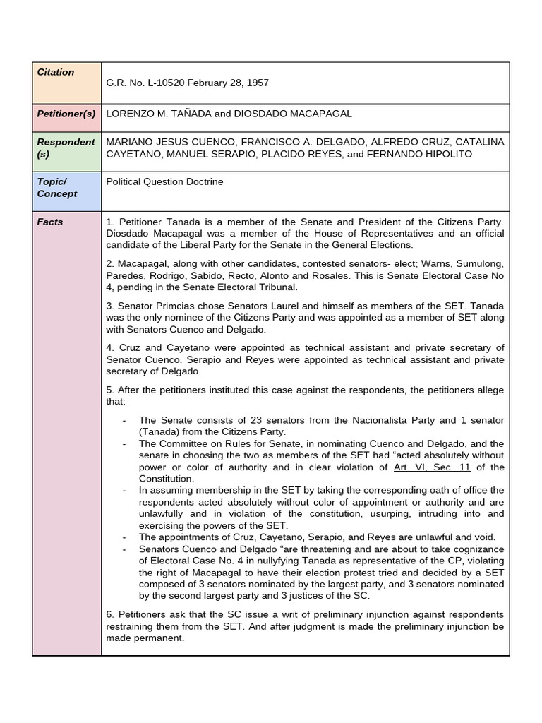 Political Question Doctrine in SET Case | PDF | United States House Of ...