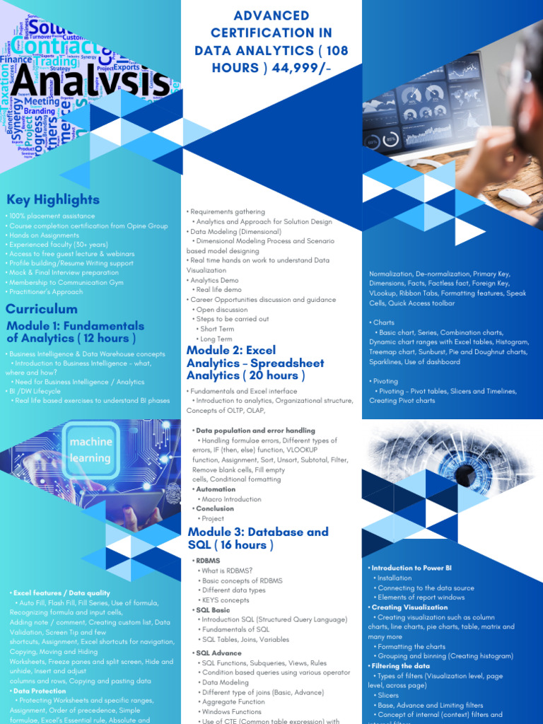 Advanced Certification in Data Analytics (108 Hours) 44,999 | PDF ...