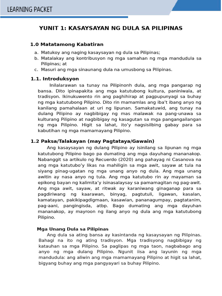 Learing Packet | PDF