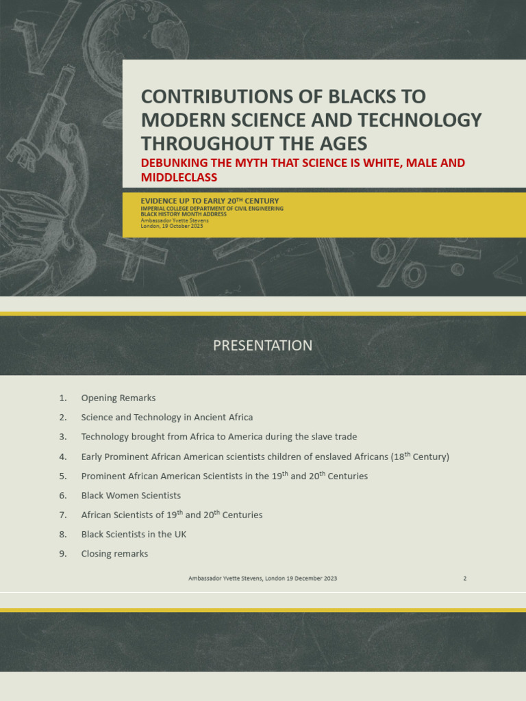 Contributions of Blacks To Modern Science and Technology - Presentation ...