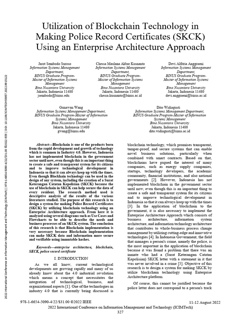 Blockchain for SKCK Certificate Security | PDF | Enterprise ...