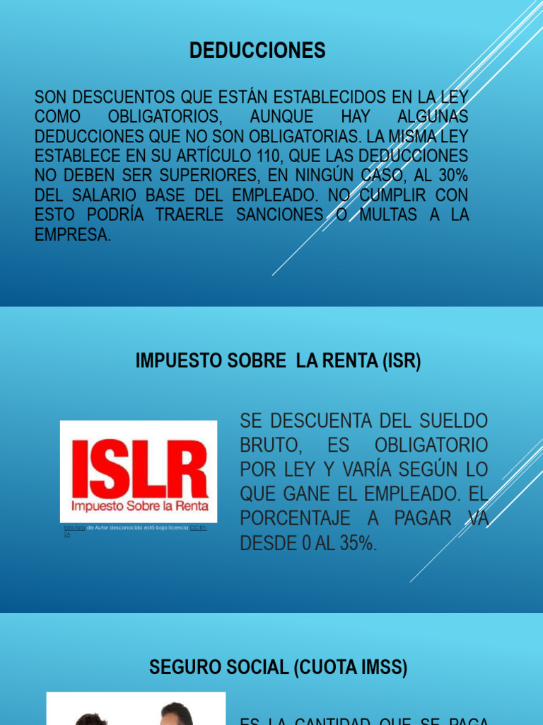 Deducciones de Nómina: Tipos y Leyes | PDF | Impuesto sobre la renta ...