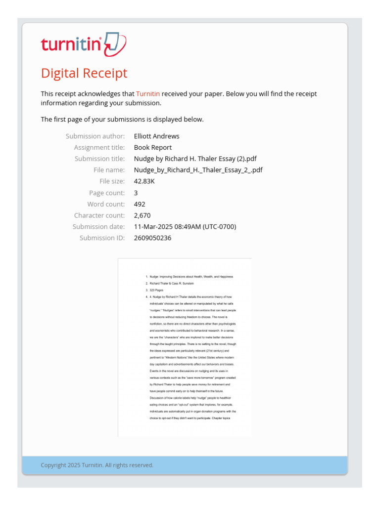 Receipt - Nudge by Richard H. Thaler Essay PDF | PDF