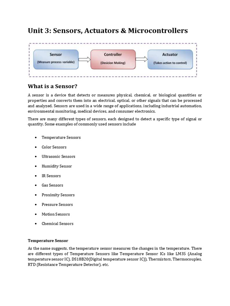 Sensors and Actuators Overview | PDF | Microcontroller | Actuator
