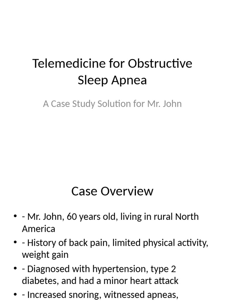 Telemedicine For Obstructive Sleep Apnea | PDF