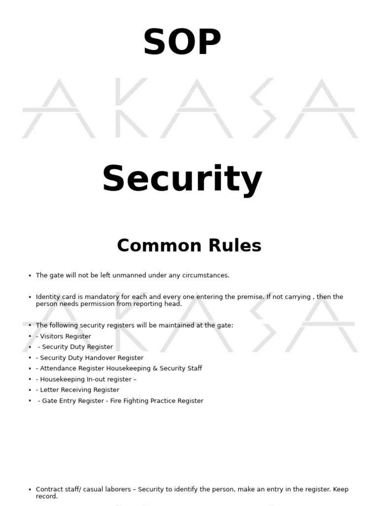 SOP Security | PDF | Emergency | Public Safety