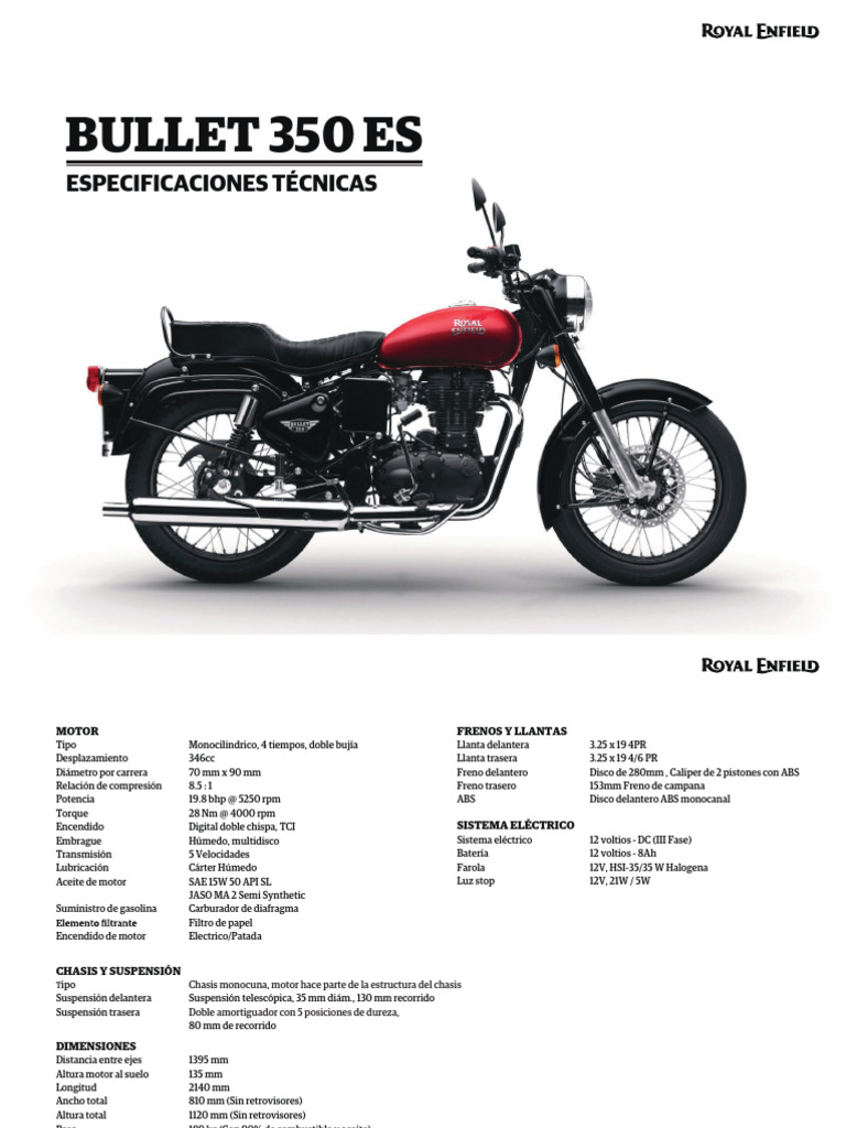 Bullet 350 Es Specifications 1 | PDF